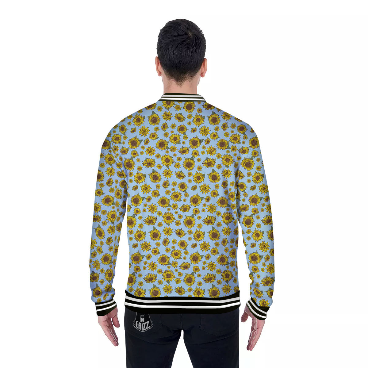 Sunflower Doodle Print Pattern Baseball Jacket-grizzshop