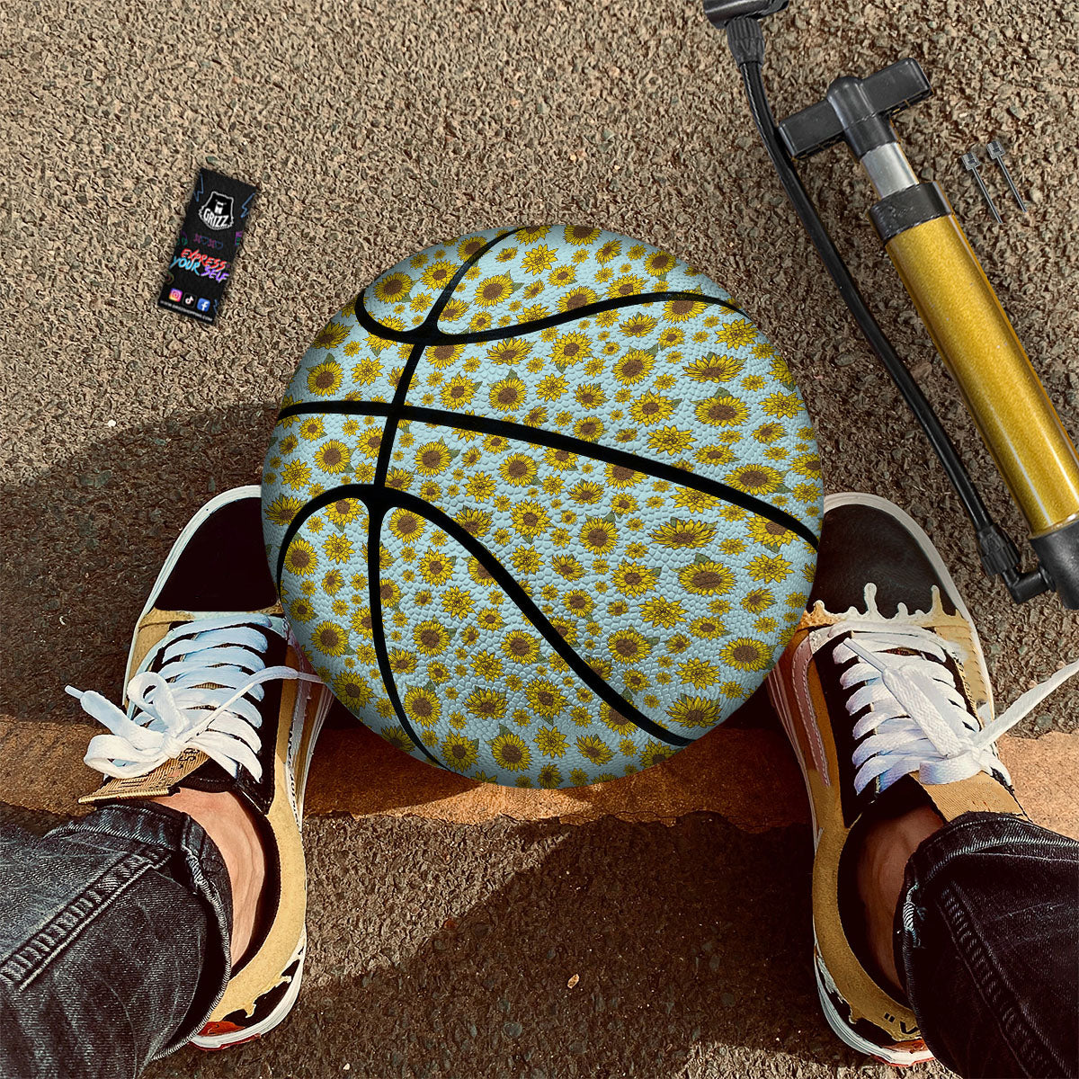 Sunflower Doodle Print Pattern Basketball-grizzshop