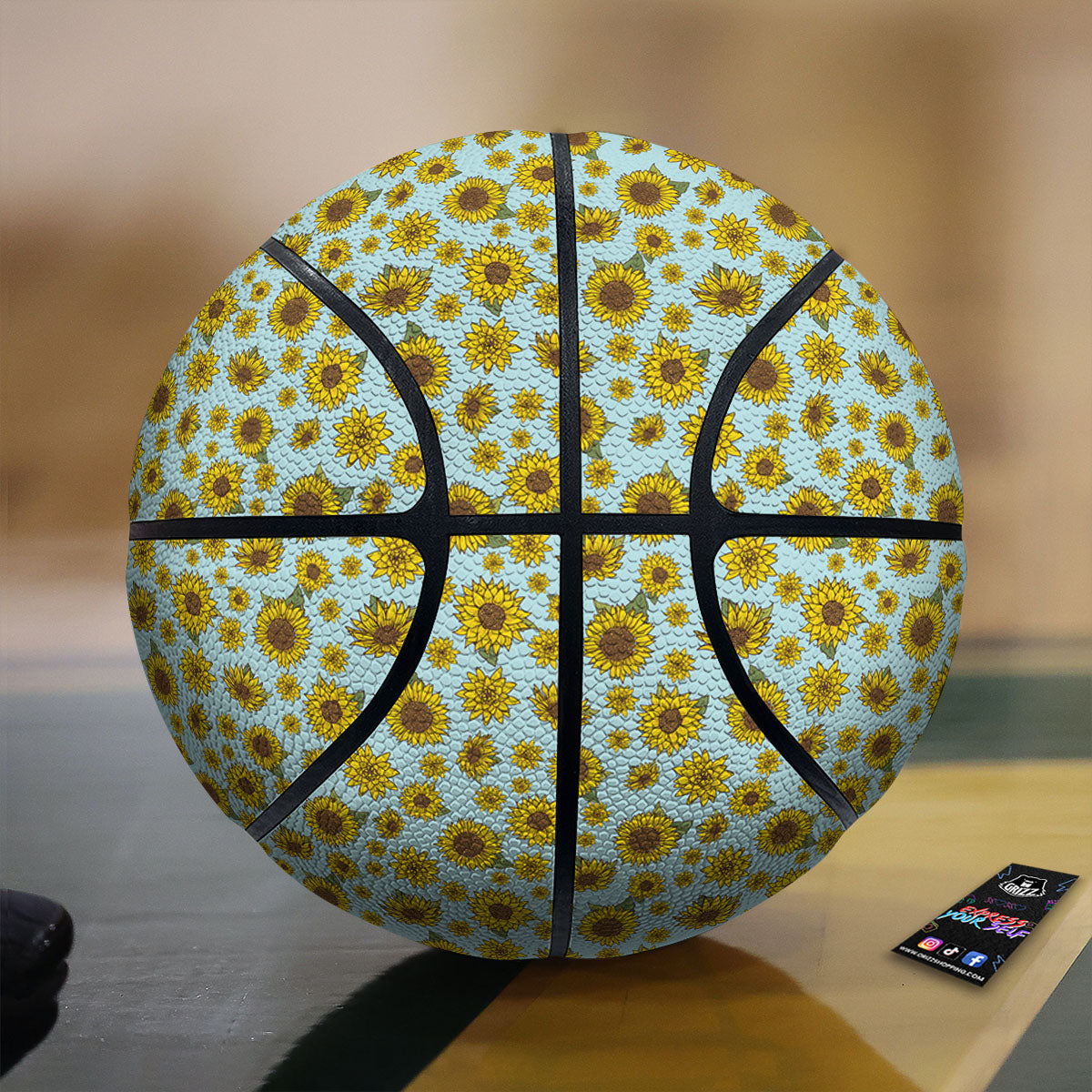 Sunflower Doodle Print Pattern Basketball-grizzshop
