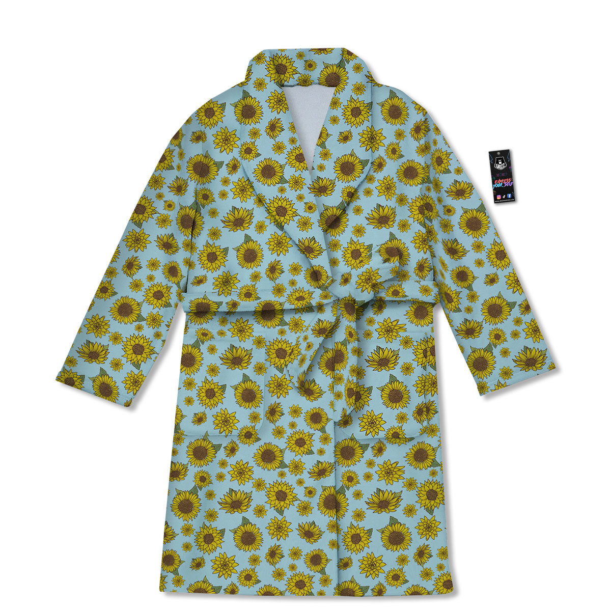 Sunflower Doodle Print Pattern Bathrobe-grizzshop