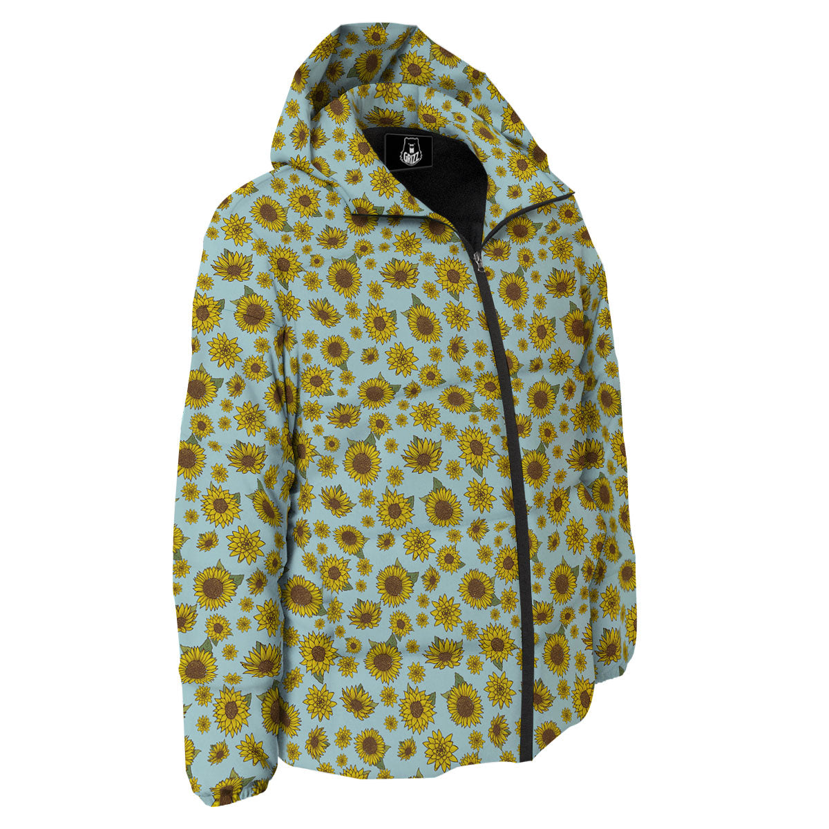 Sunflower Doodle Print Pattern Down Jacket-grizzshop