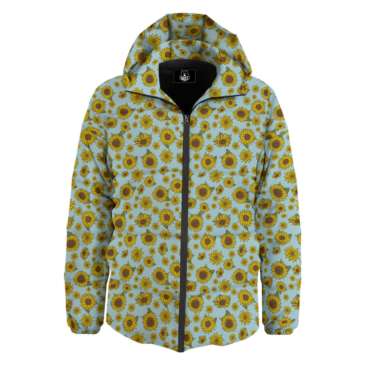 Sunflower Doodle Print Pattern Down Jacket-grizzshop