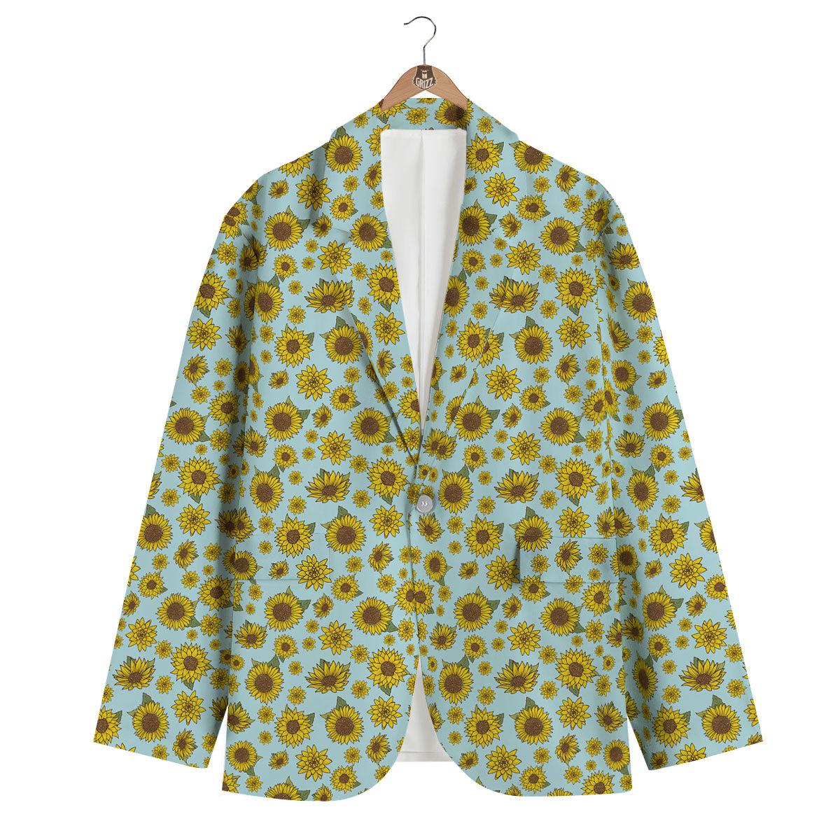 Sunflower Doodle Print Pattern Men's Blazer-grizzshop