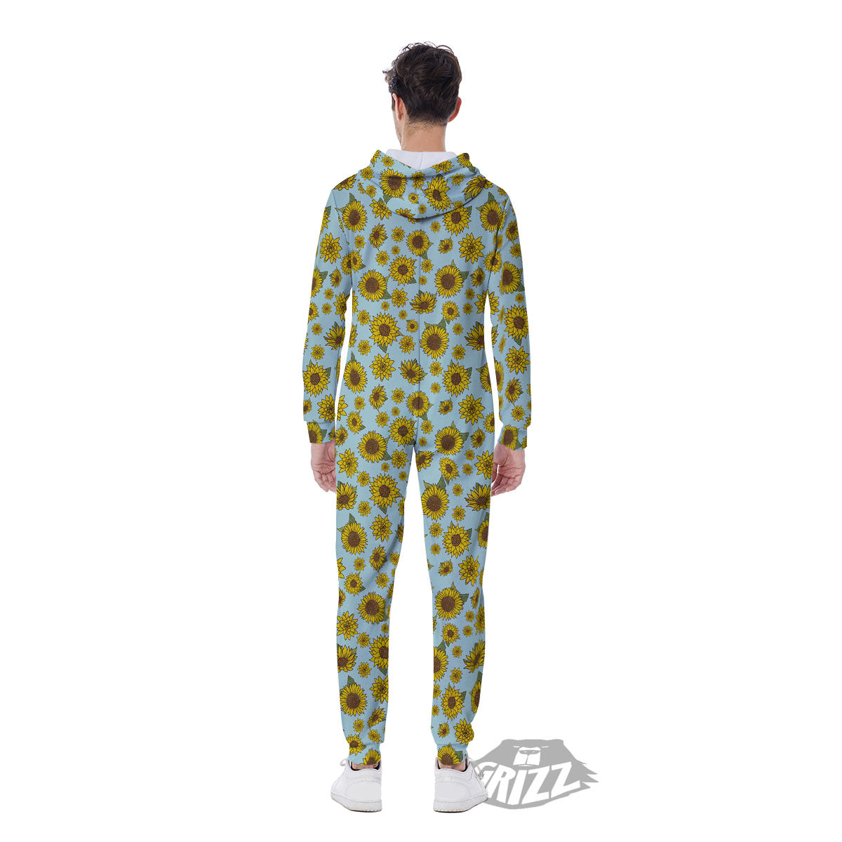 Sunflower Doodle Print Pattern Men's Jumpsuit-grizzshop