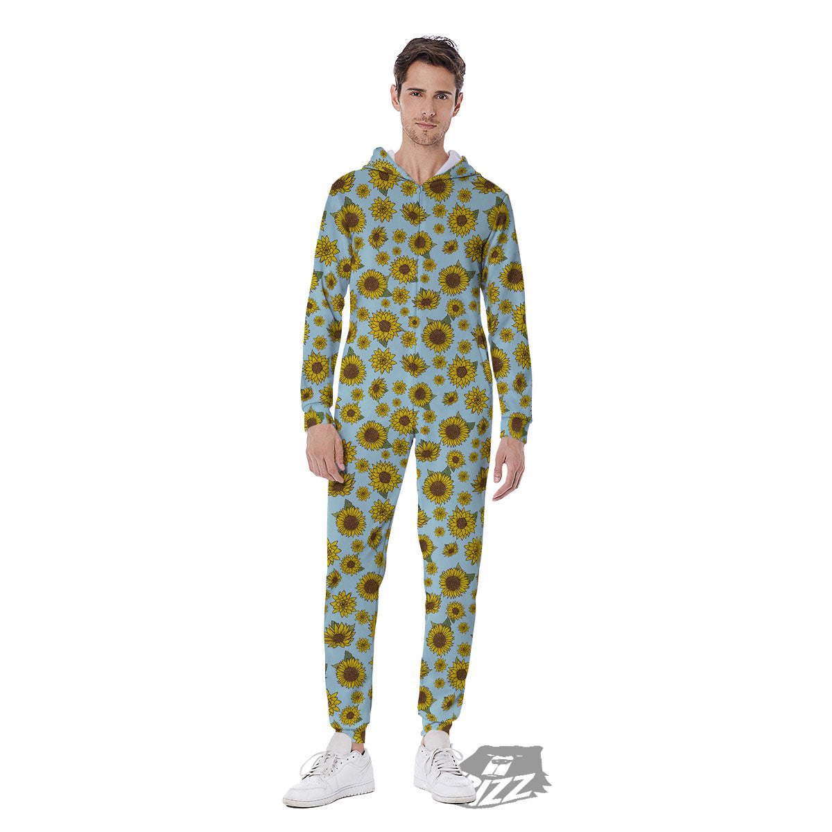Sunflower Doodle Print Pattern Men's Jumpsuit-grizzshop