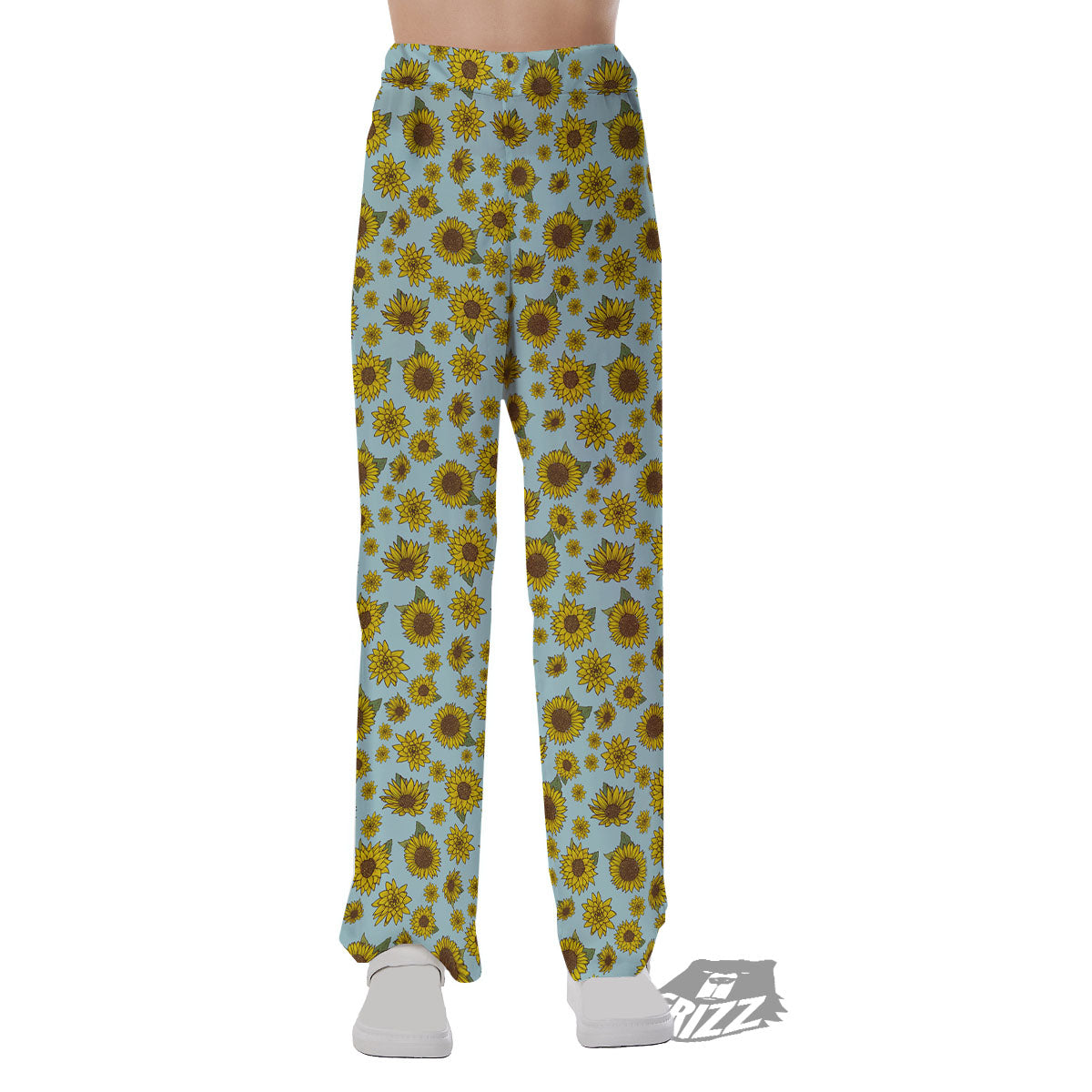 Sunflower Doodle Print Pattern Pajama Pants-grizzshop