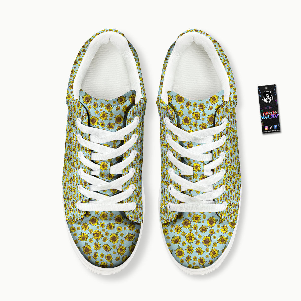 Sunflower Doodle Print Pattern Platform Shoes-grizzshop