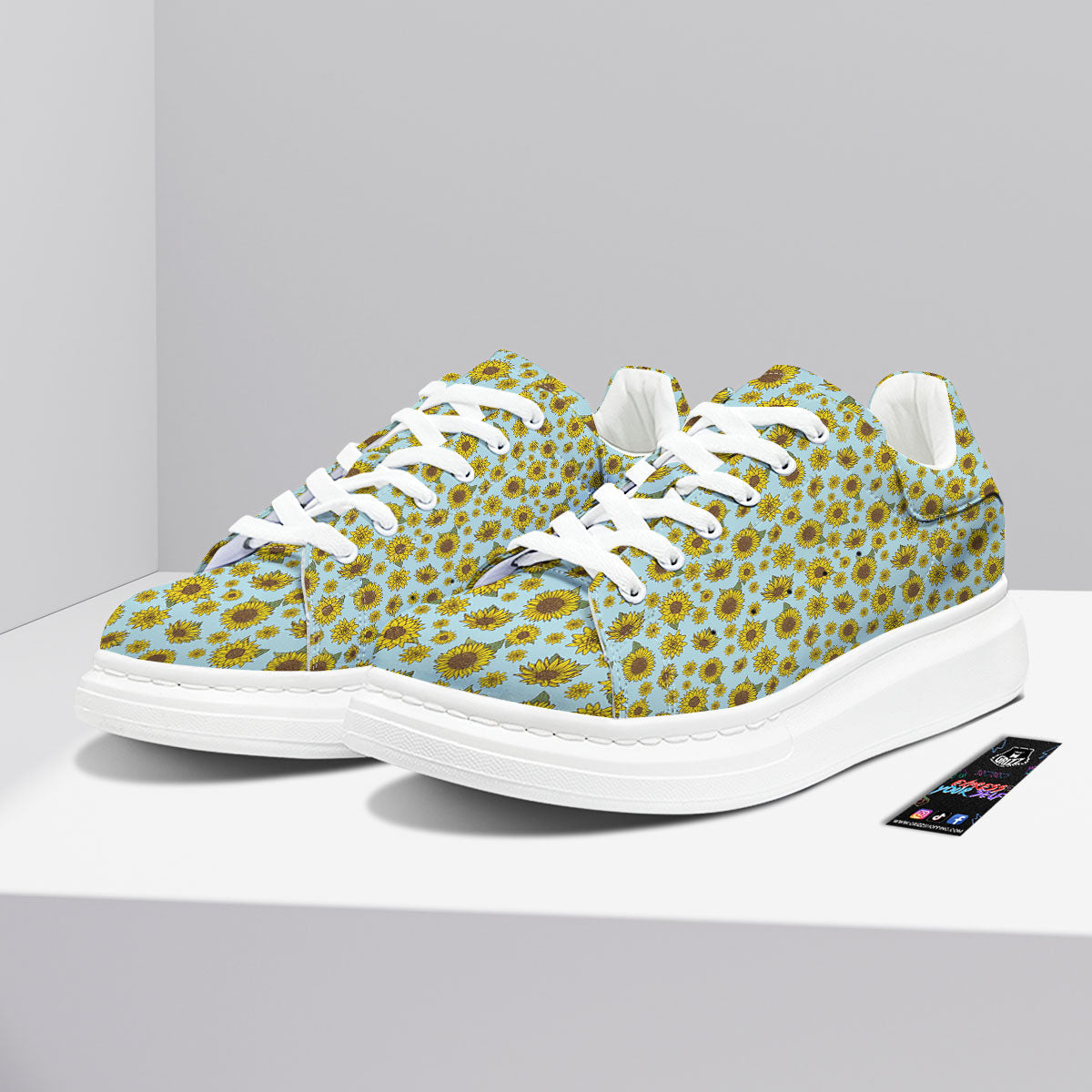 Sunflower Doodle Print Pattern Platform Shoes-grizzshop