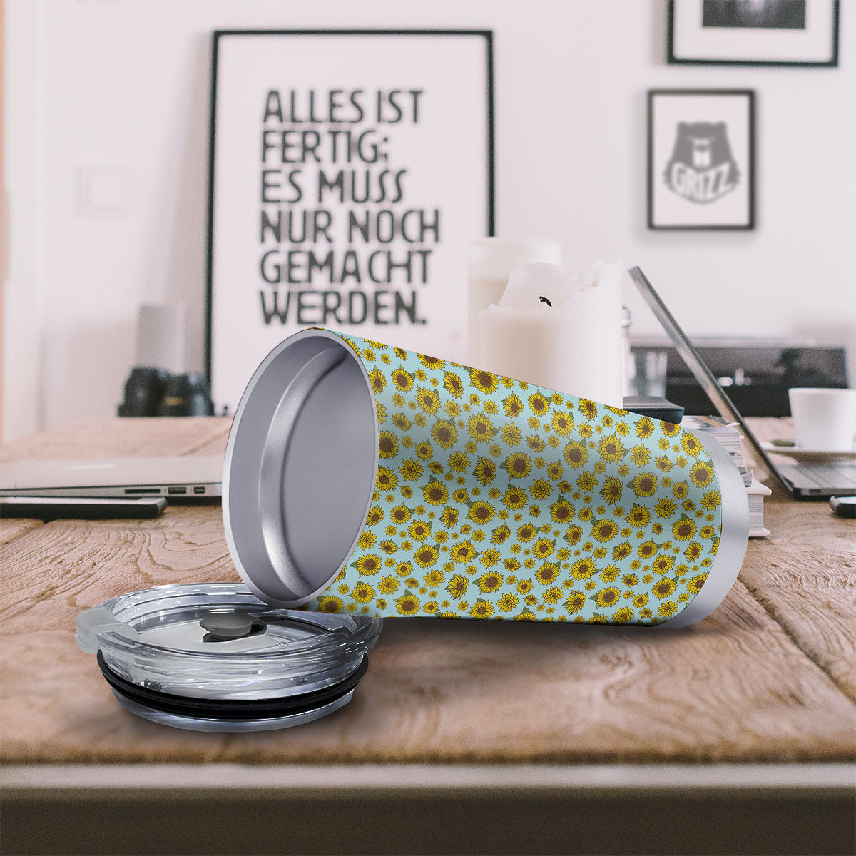Sunflower Doodle Print Pattern Tumbler-grizzshop