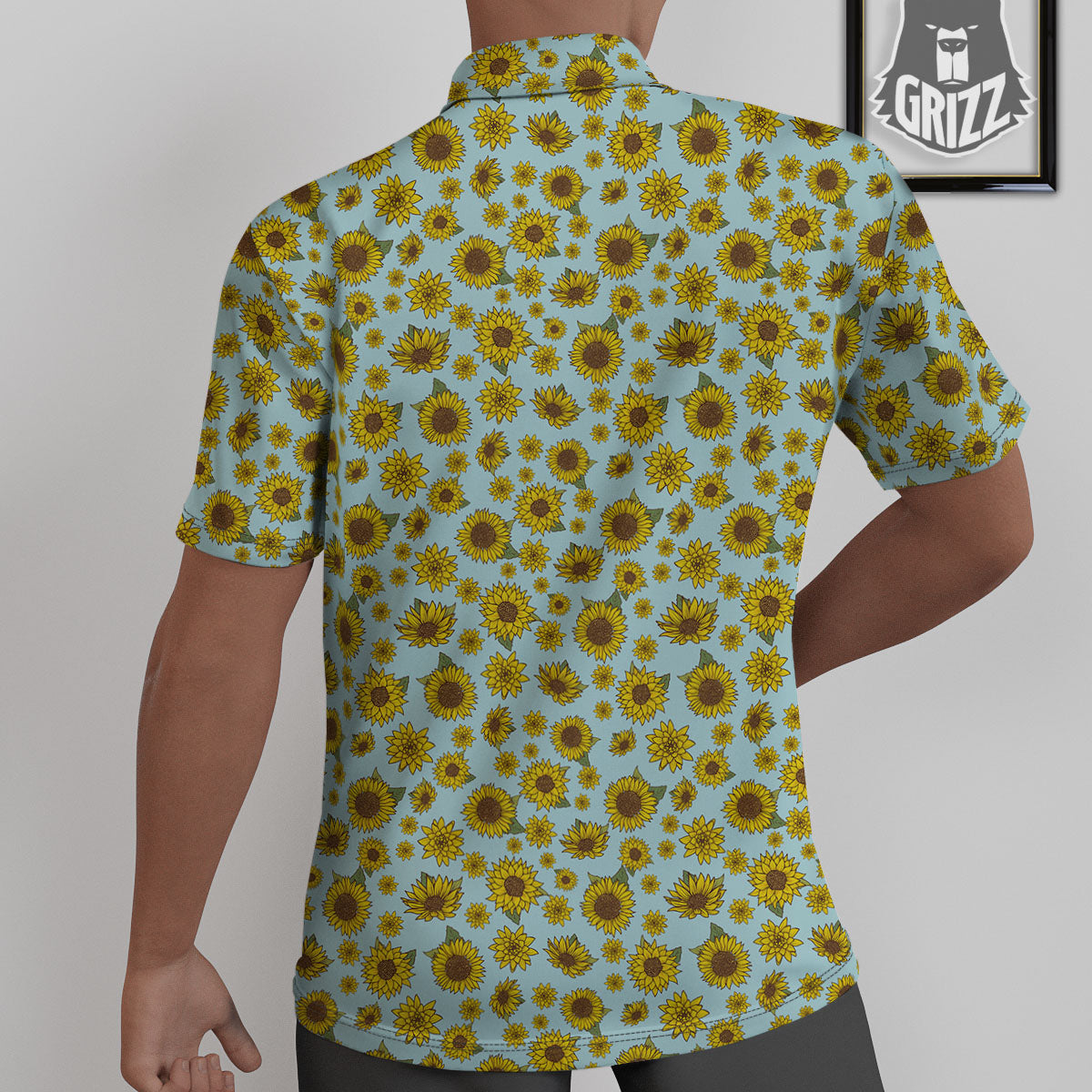 Sunflower Doodle Print Pattern Untucked Shirts-grizzshop
