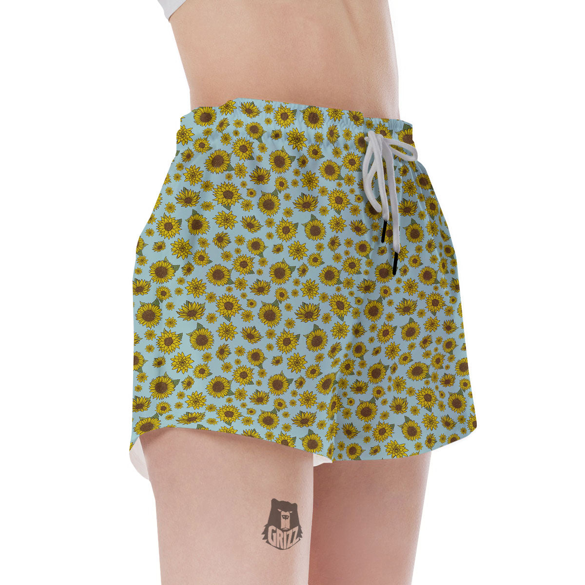 Sunflower Doodle Print Pattern Women's Shorts-grizzshop