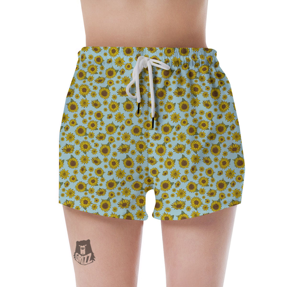 Sunflower Doodle Print Pattern Women's Shorts-grizzshop
