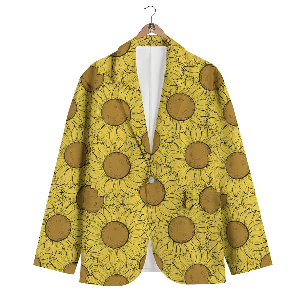 Sunflower Drawing Print Pattern Men's Blazer-grizzshop
