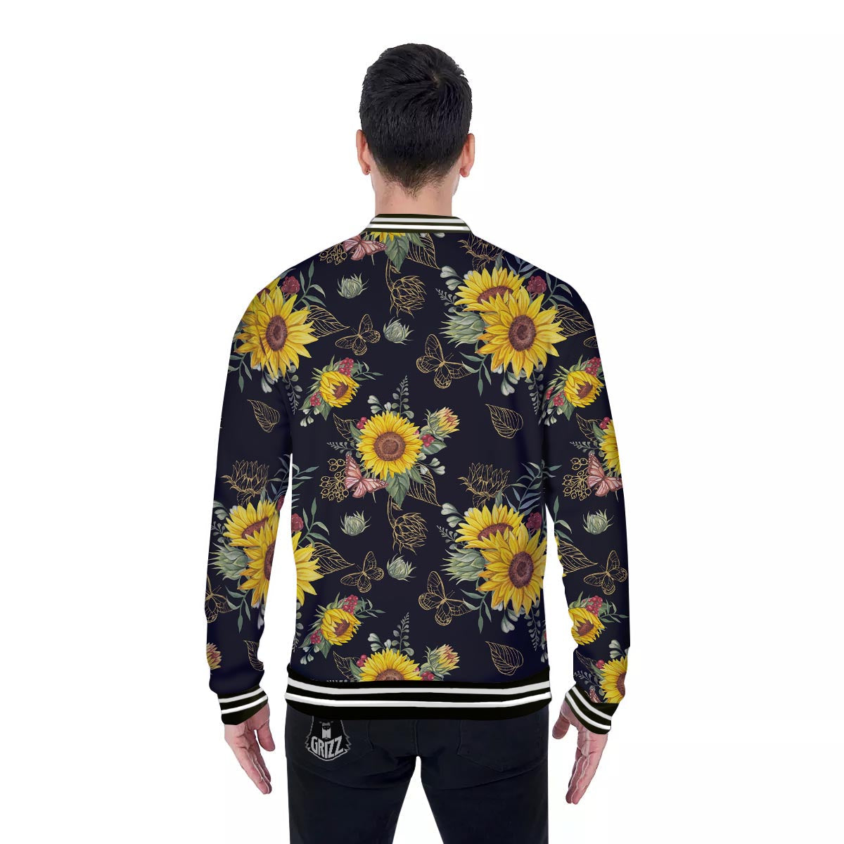 Sunflower Field Print Pattern Baseball Jacket-grizzshop