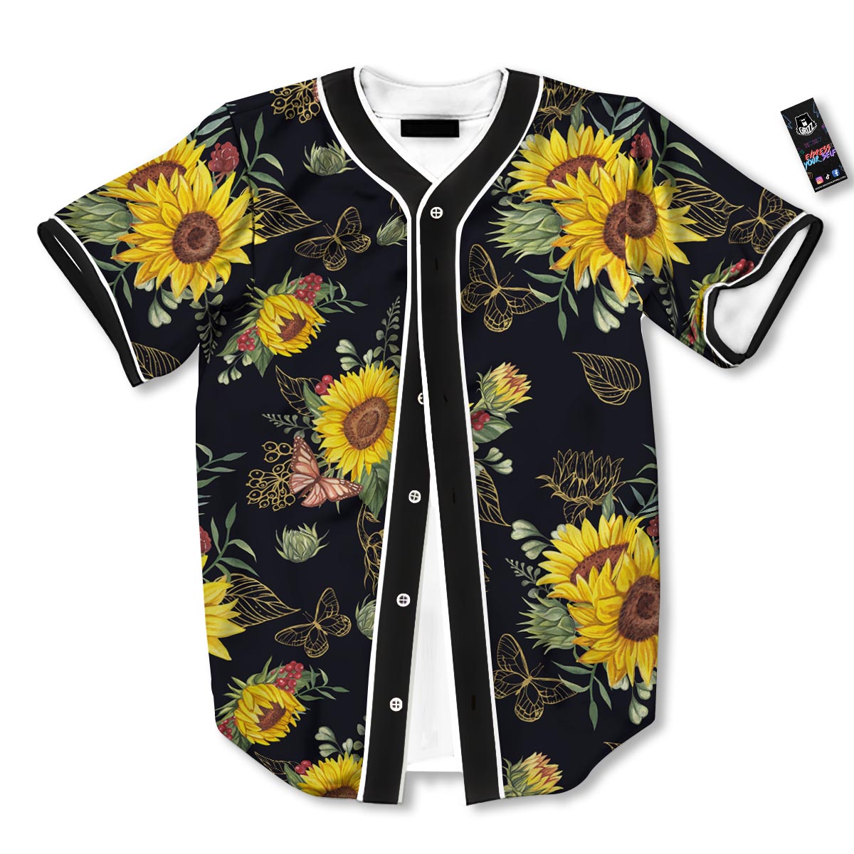 Sunflower Field Print Pattern Baseball Jersey-grizzshop