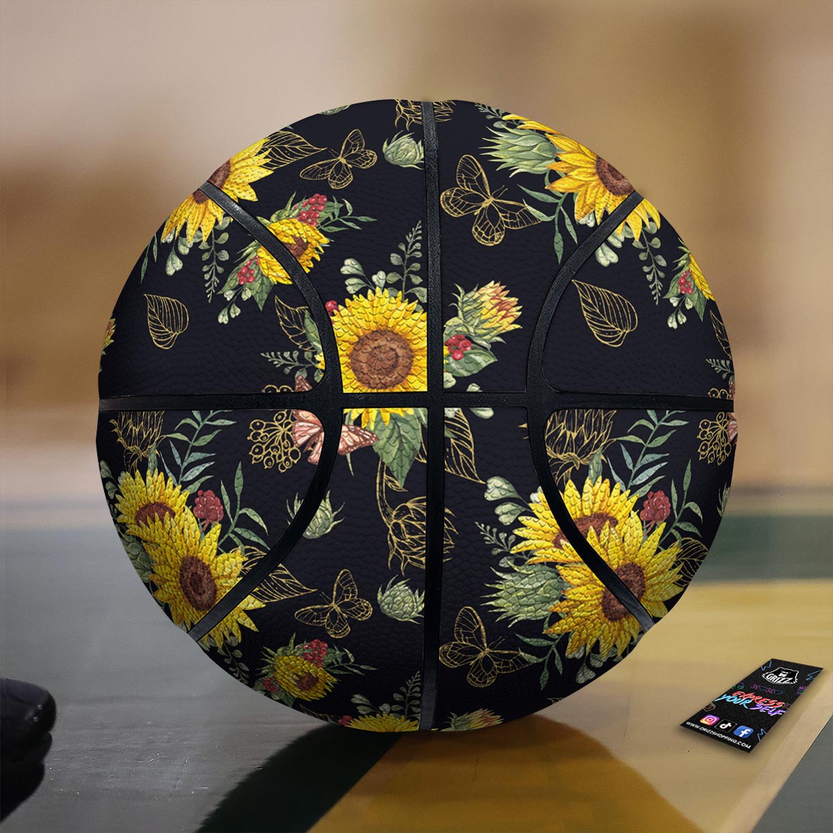 Sunflower Field Print Pattern Basketball