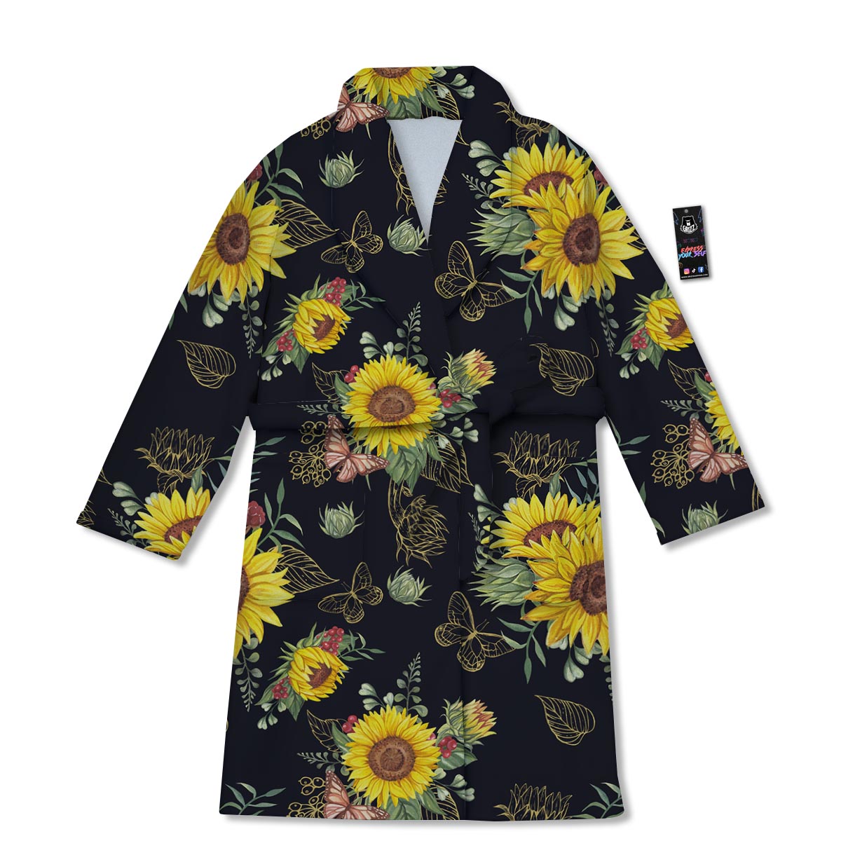 Sunflower Field Print Pattern Bathrobe-grizzshop