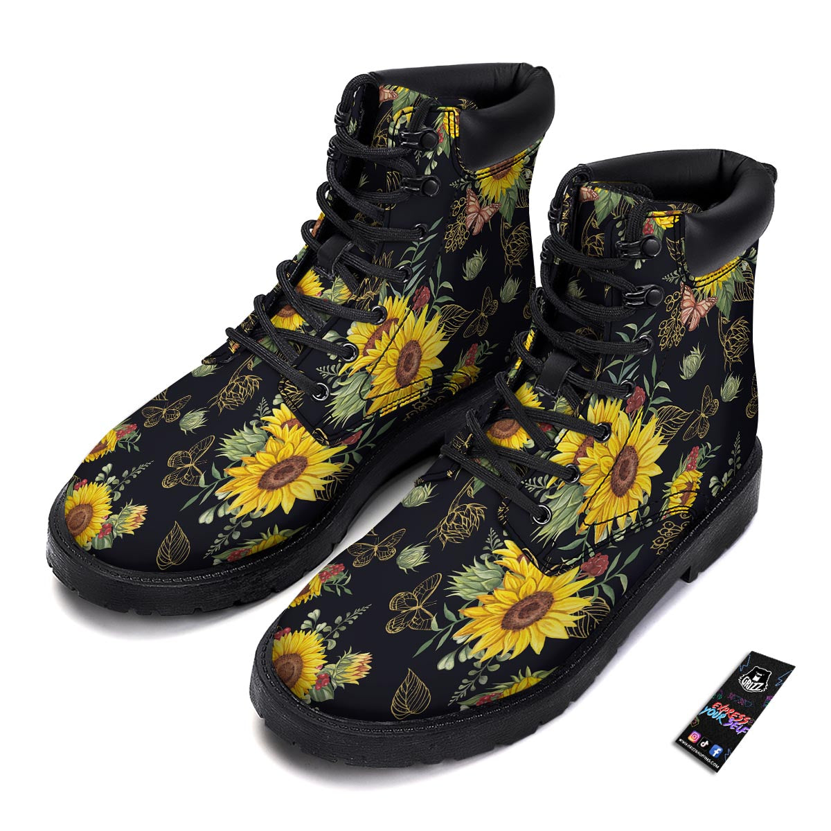 Sunflower Field Print Pattern Boots-grizzshop