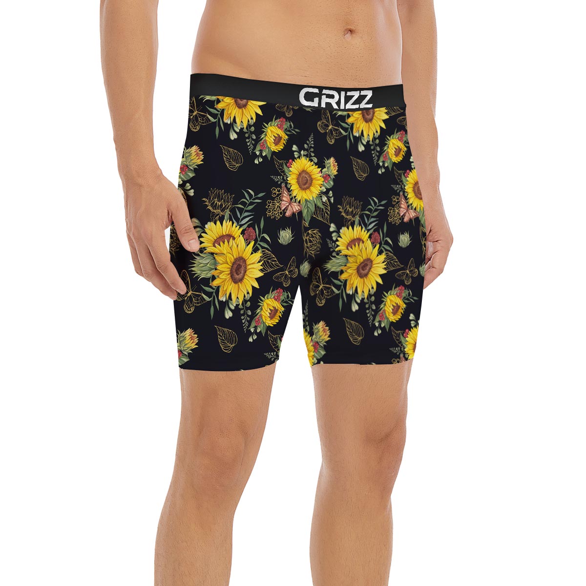 Sunflower Field Print Pattern Boxer Briefs-grizzshop