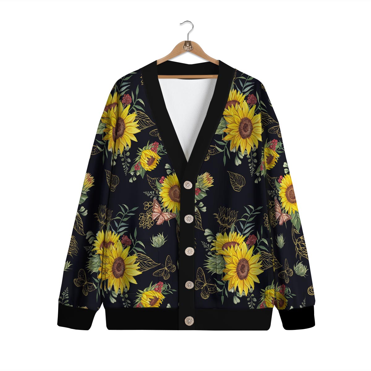Sunflower Field Print Pattern Cardigan-grizzshop