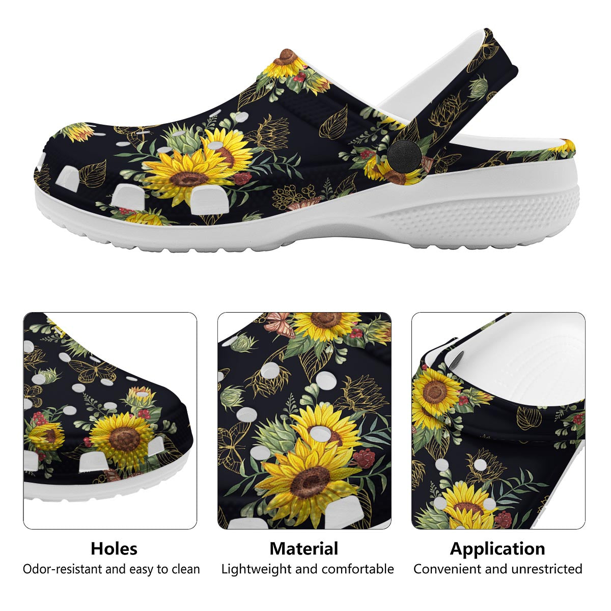 Sunflower Field Print Pattern Clog-grizzshop