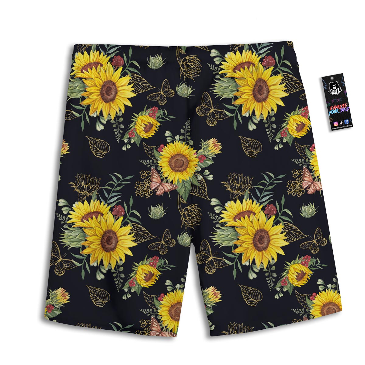 Sunflower Field Print Pattern Men's Athletic Shorts