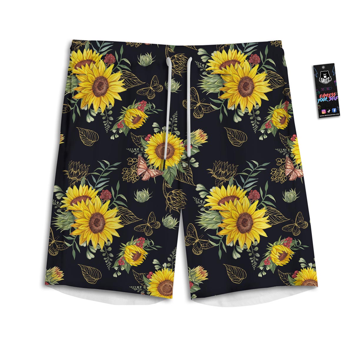 Sunflower Field Print Pattern Men's Athletic Shorts