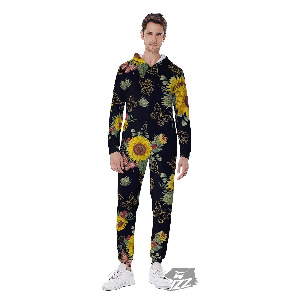 Sunflower Field Print Pattern Men's Jumpsuit-grizzshop