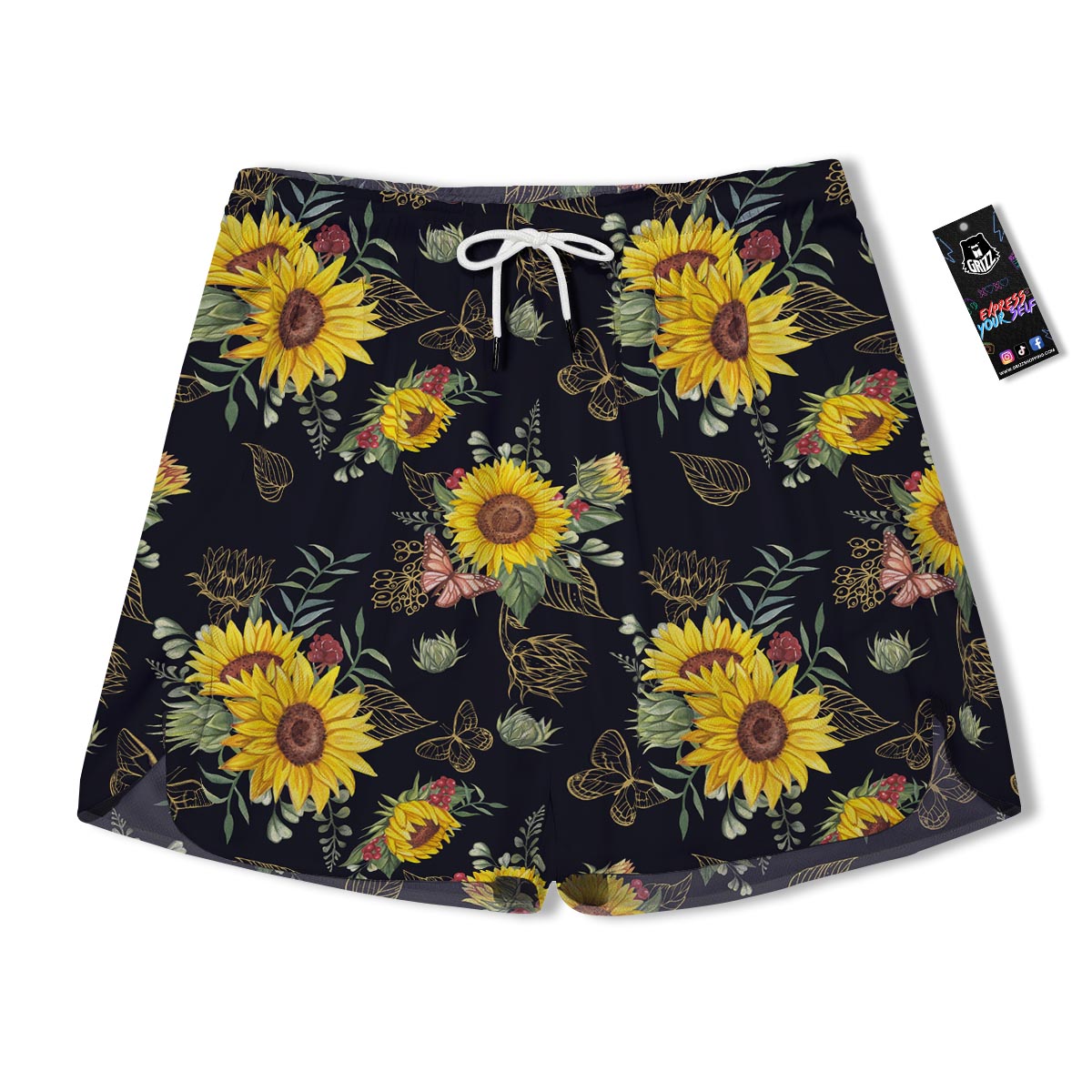 Sunflower Field Print Pattern Men's Running Shorts-grizzshop