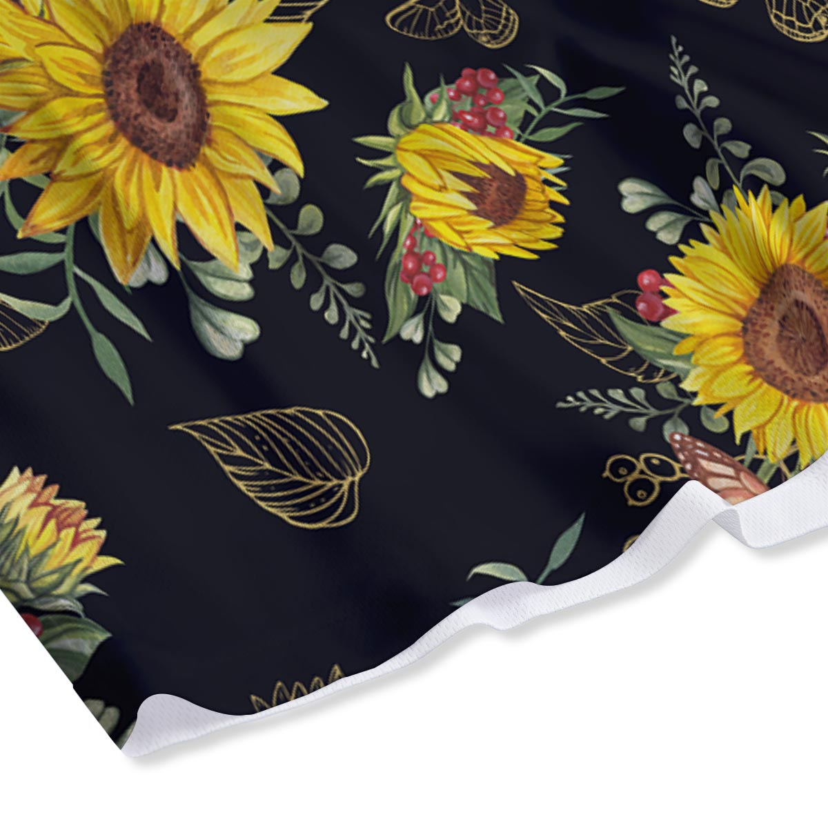 Sunflower Field Print Pattern Mesh Shorts
