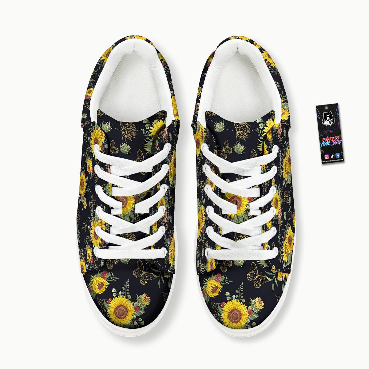 Sunflower Field Print Pattern Platform Shoes-grizzshop