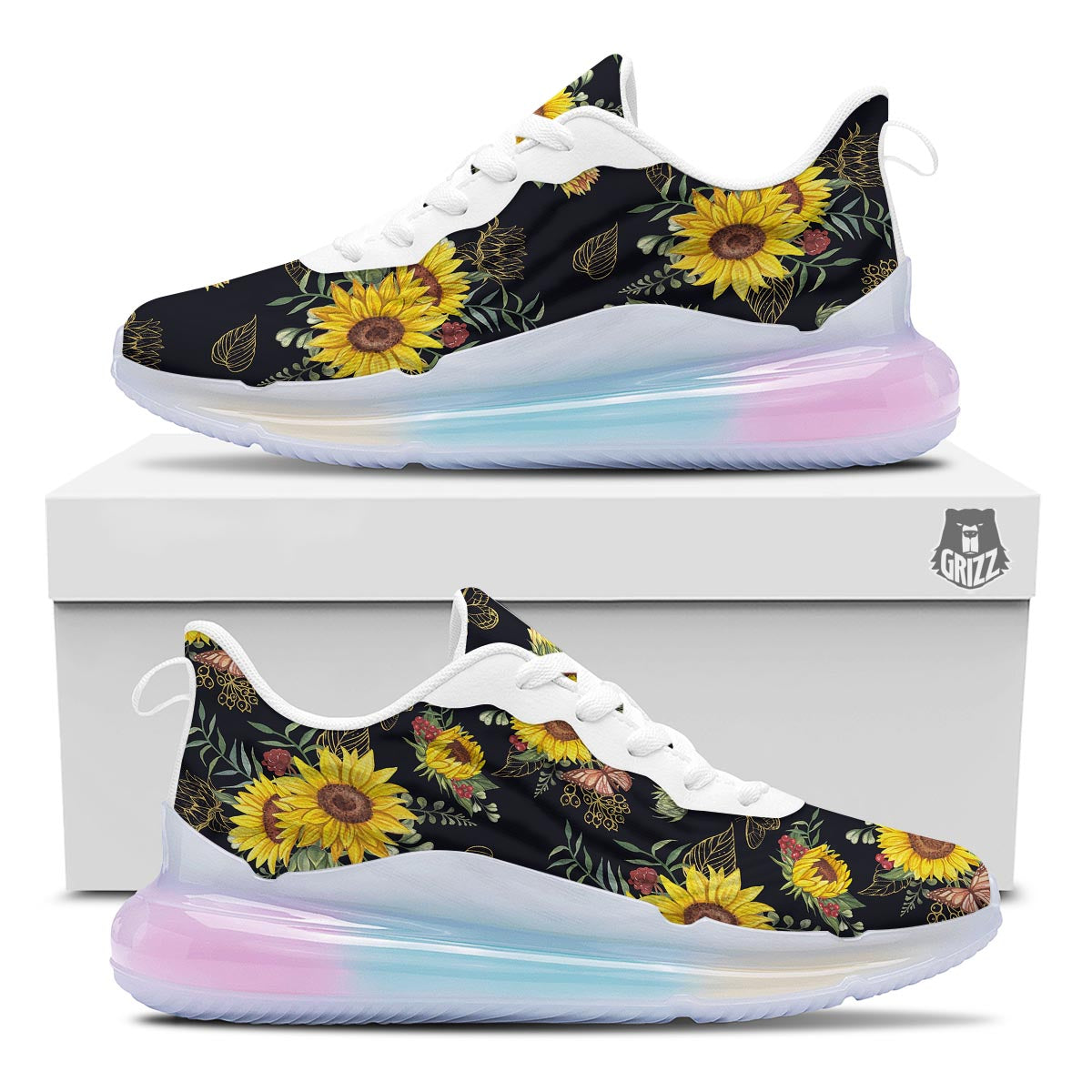 Sunflower Field Print Pattern Running Sneakers-grizzshop