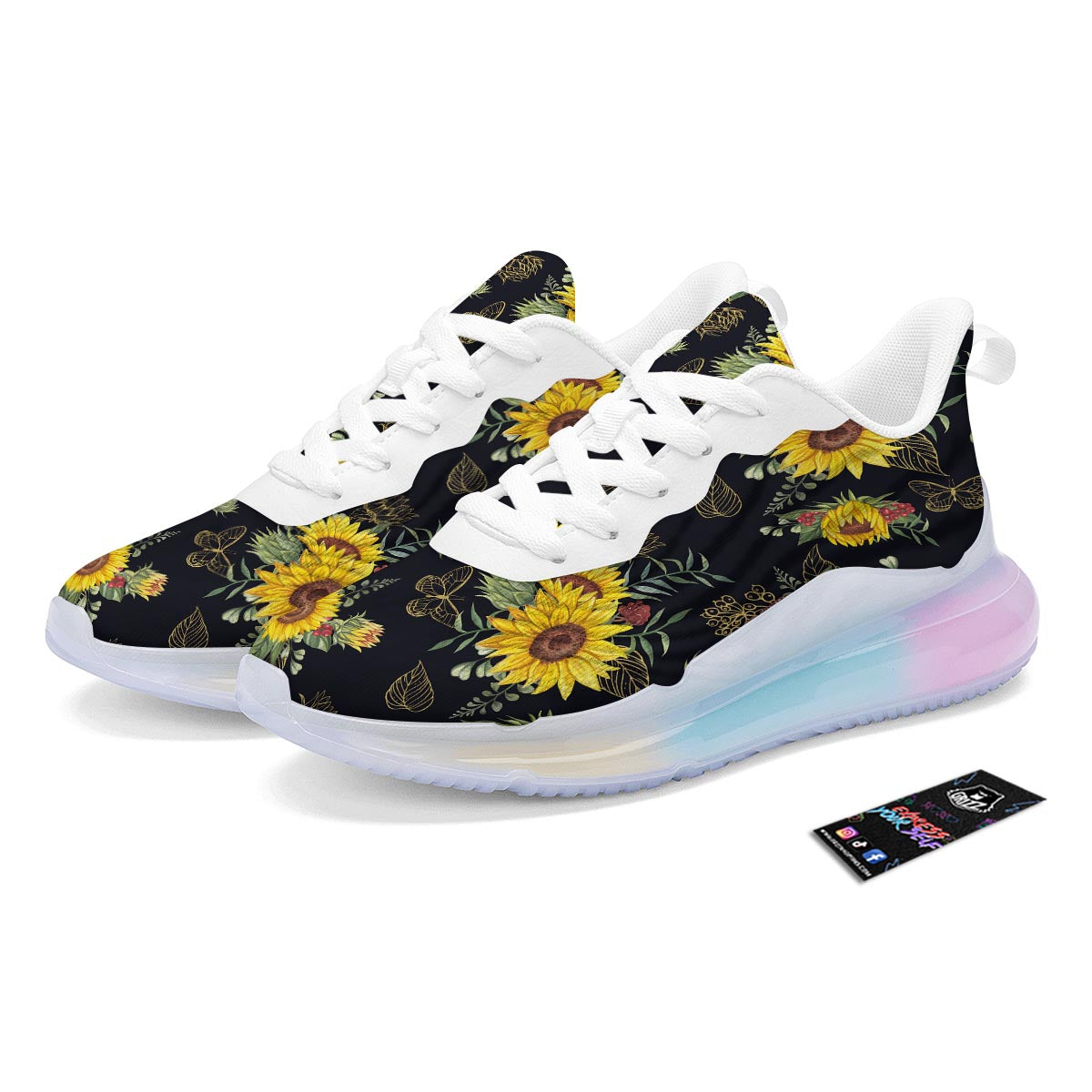 Sunflower Field Print Pattern Running Sneakers-grizzshop