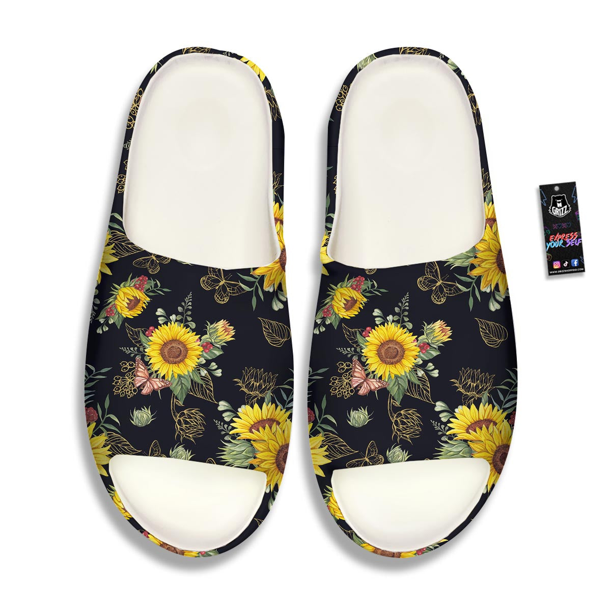 Sunflower Field Print Pattern Sandals-grizzshop