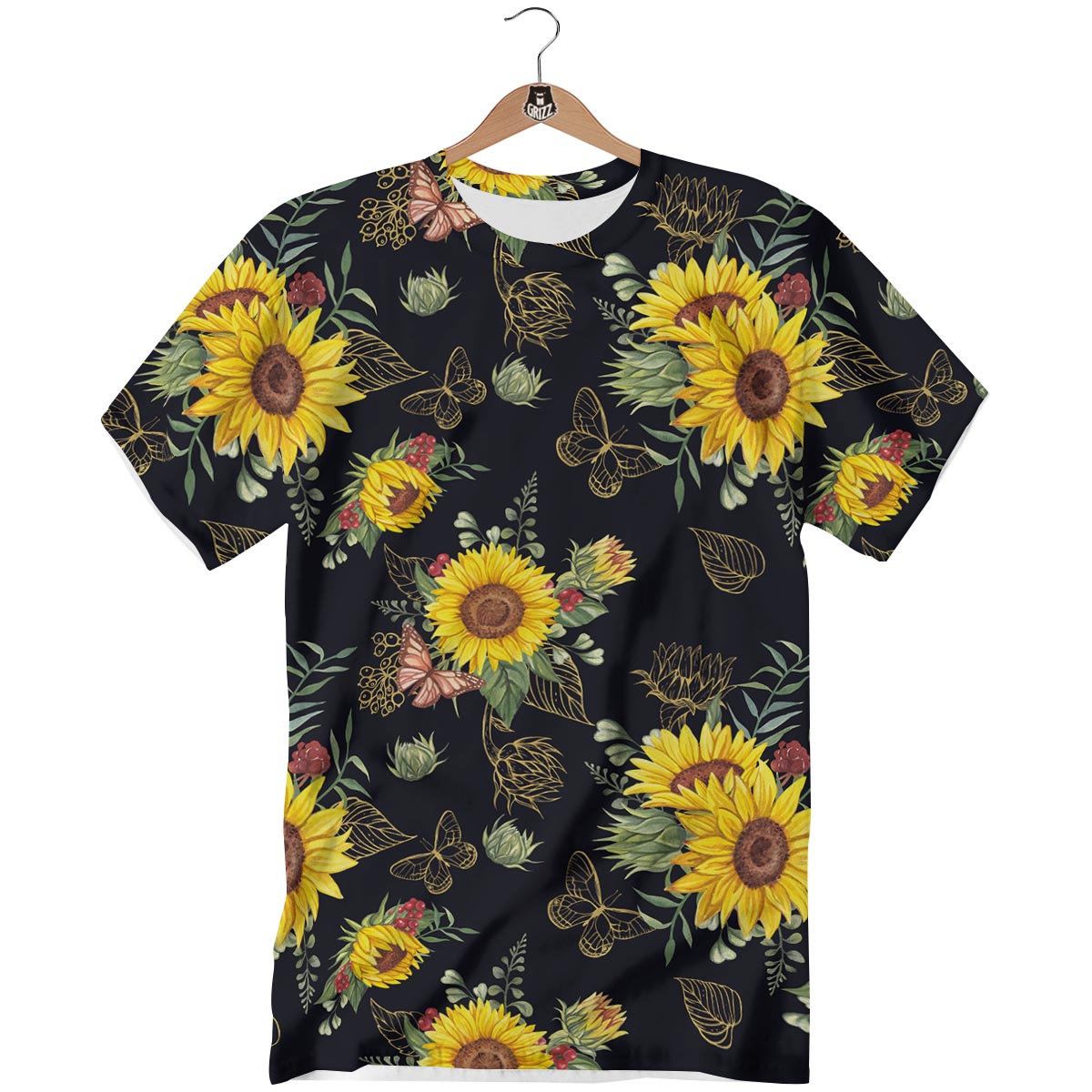 Sunflower Field Print Pattern T-Shirt-grizzshop