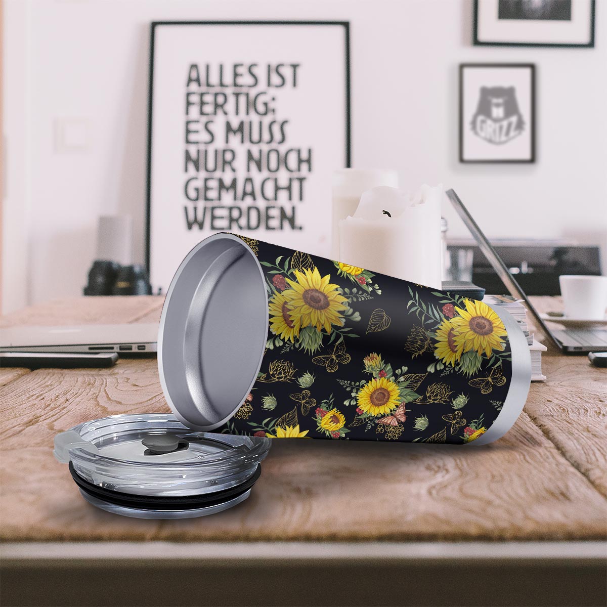 Sunflower Field Print Pattern Tumbler-grizzshop
