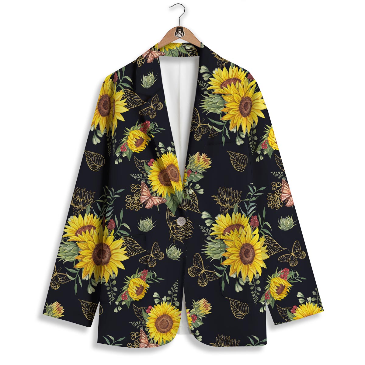 Sunflower Field Print Pattern Women's Blazer-grizzshop