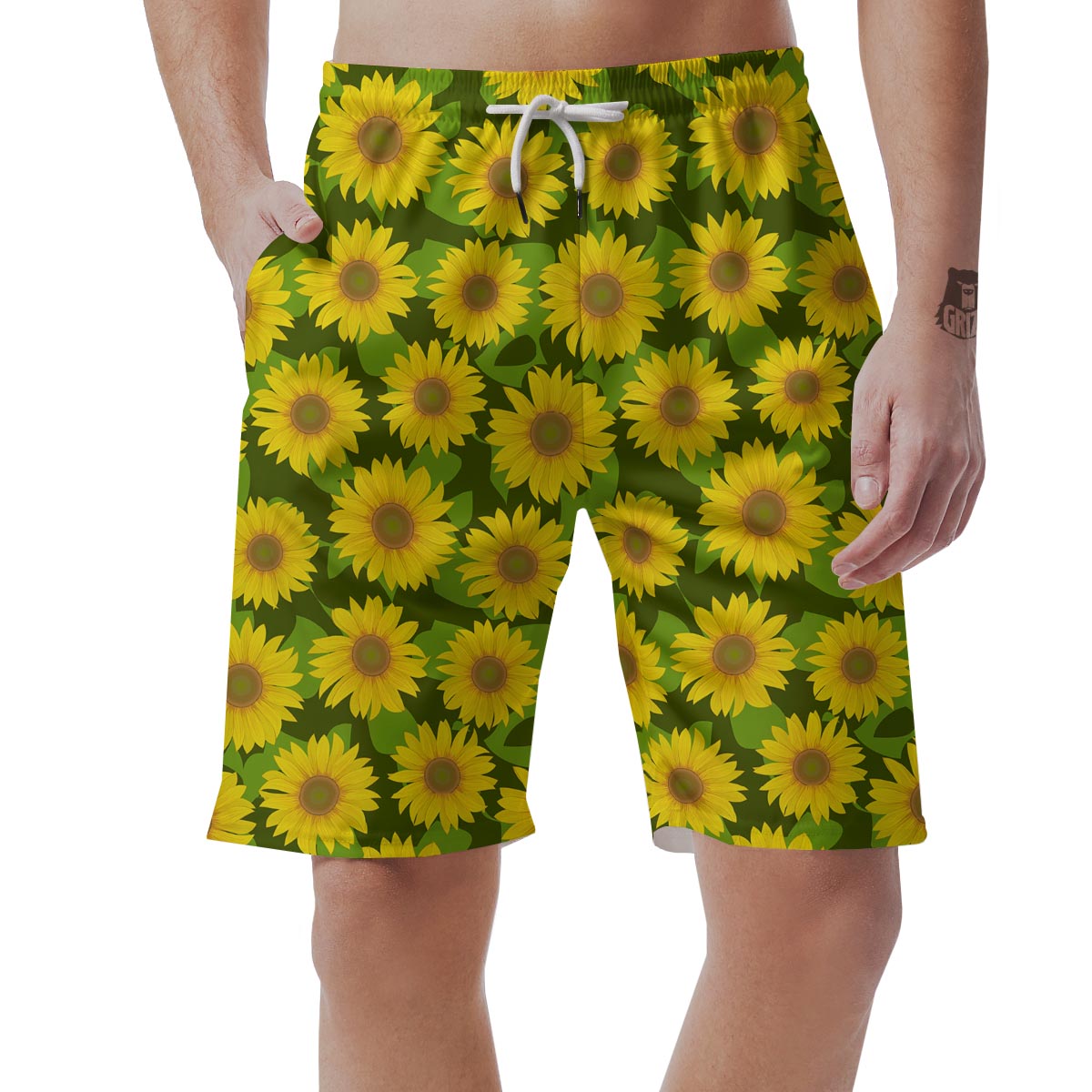 Sunflower Flower Print Men's Shorts-grizzshop