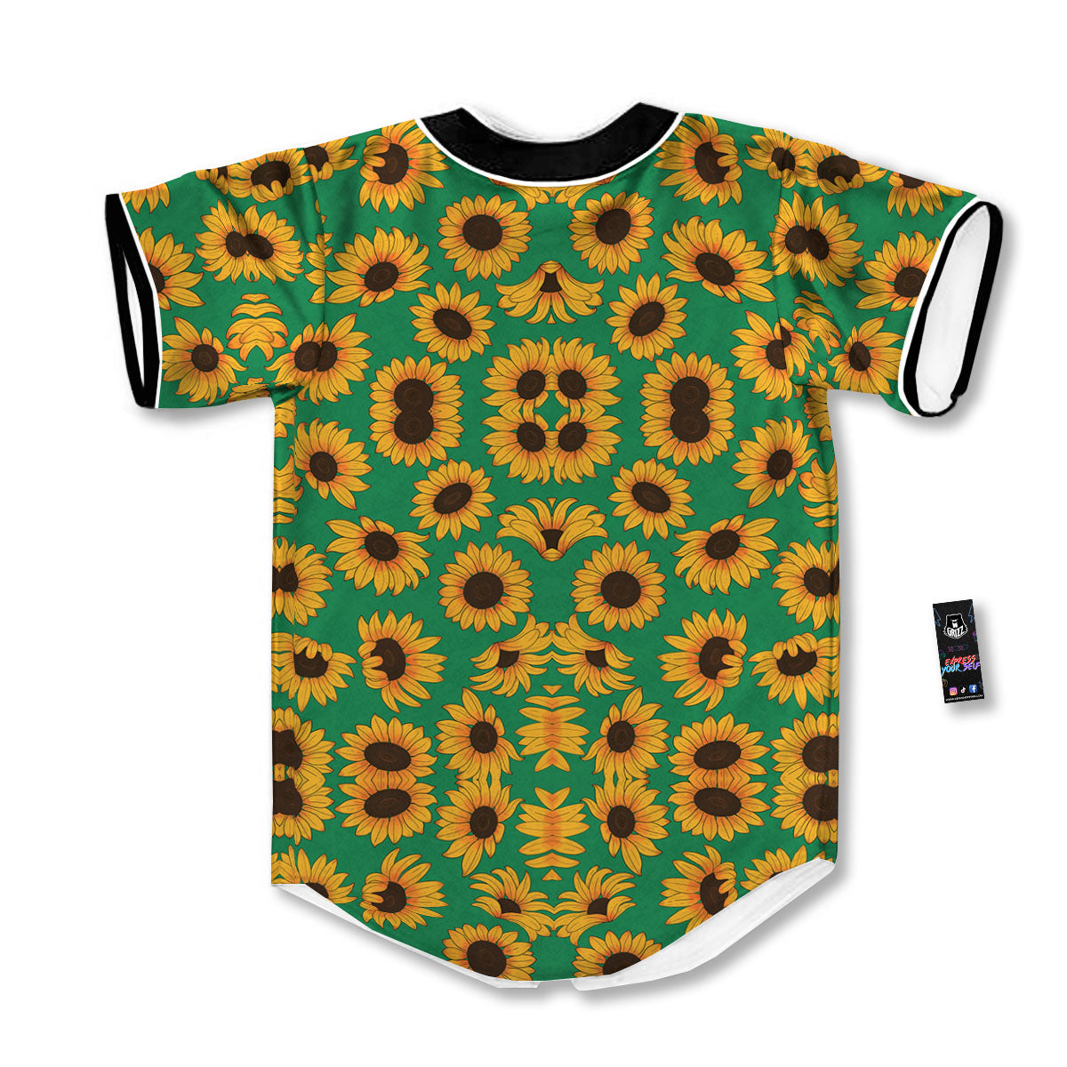 Sunflower Green Print Pattern Baseball Jersey-grizzshop