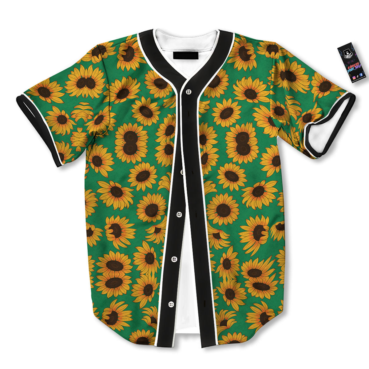 Sunflower Green Print Pattern Baseball Jersey-grizzshop