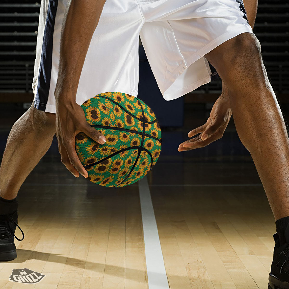 Sunflower Green Print Pattern Basketball-grizzshop