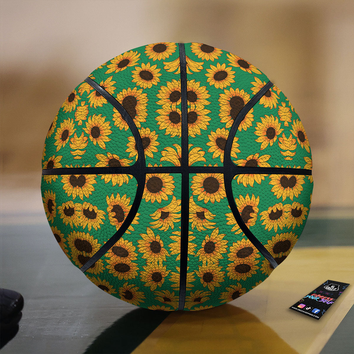 Sunflower Green Print Pattern Basketball-grizzshop
