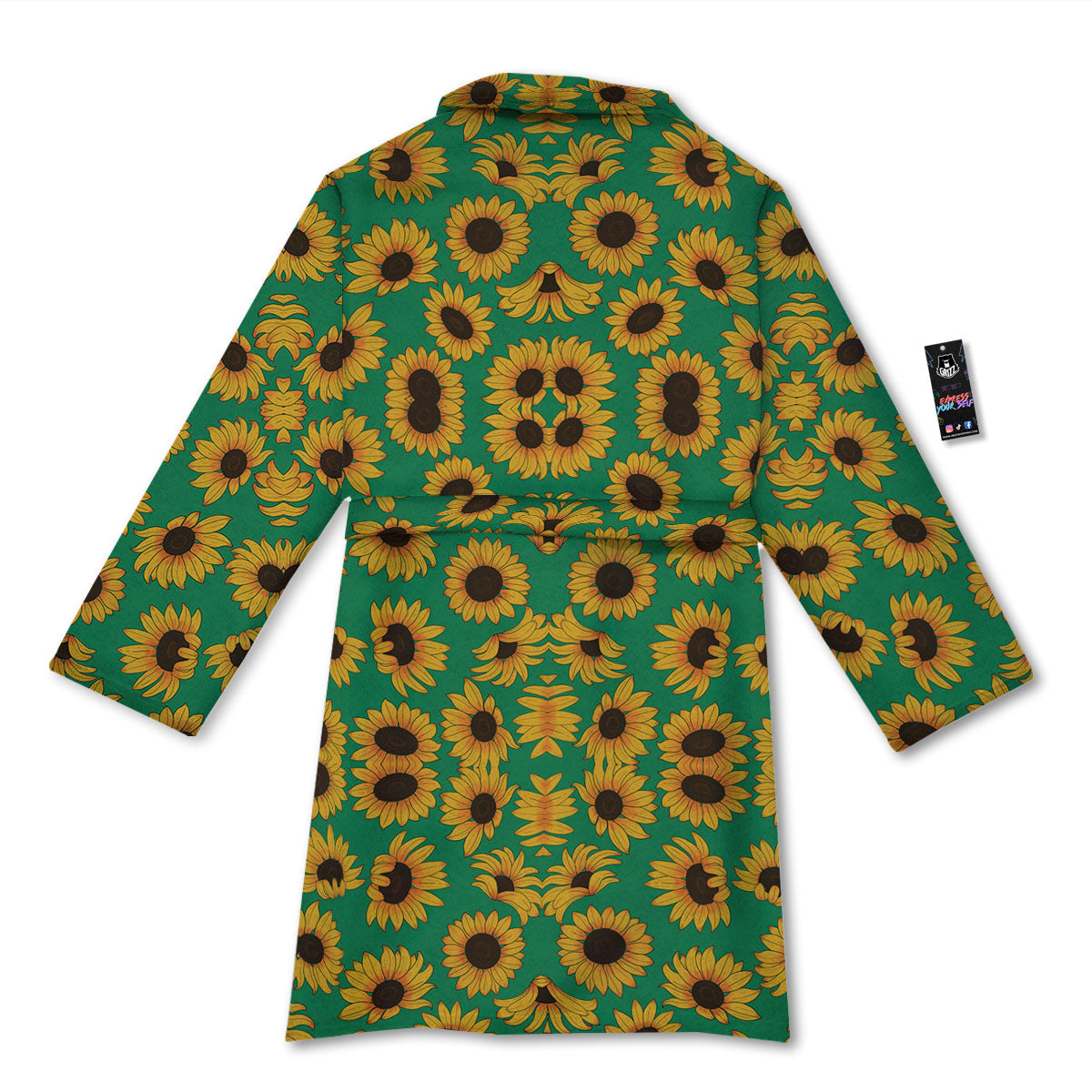 Sunflower Green Print Pattern Bathrobe-grizzshop