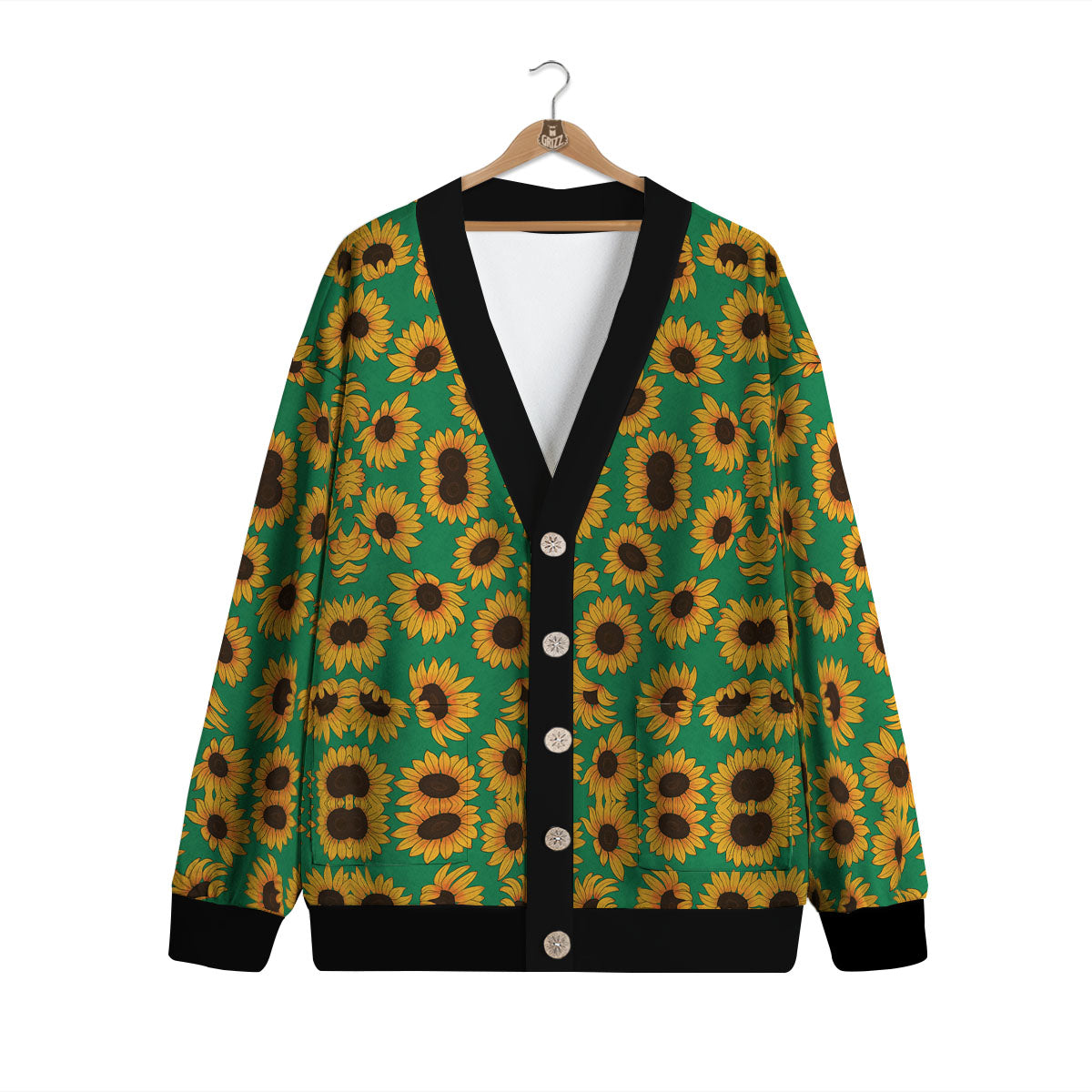 Sunflower Green Print Pattern Cardigan-grizzshop