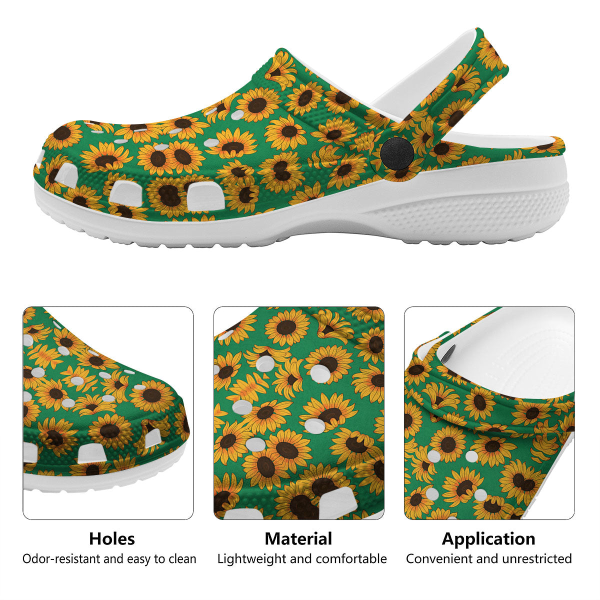 Sunflower Green Print Pattern Clog-grizzshop
