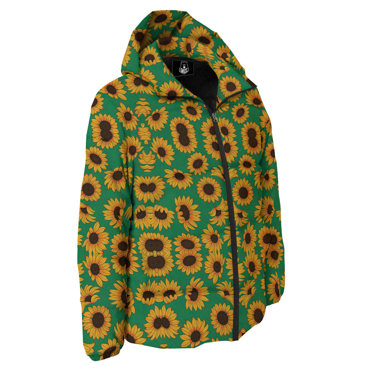 Sunflower Green Print Pattern Down Jacket-grizzshop
