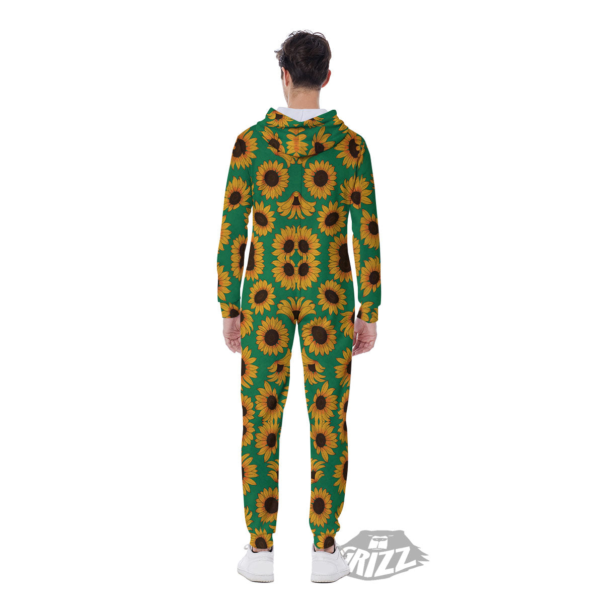 Sunflower Green Print Pattern Men's Jumpsuit-grizzshop
