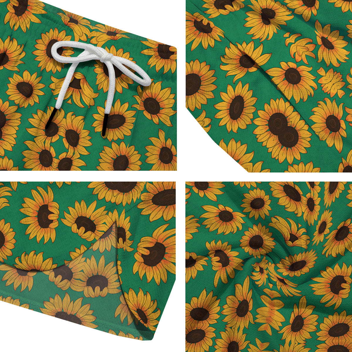 Sunflower Green Print Pattern Men's Running Shorts-grizzshop