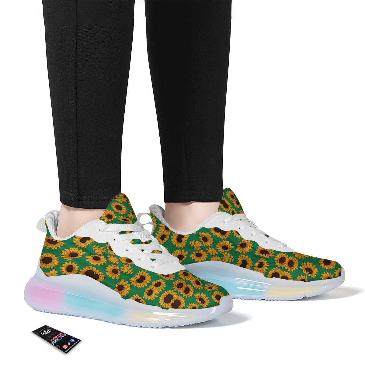 Sunflower Green Print Pattern Running Sneakers-grizzshop