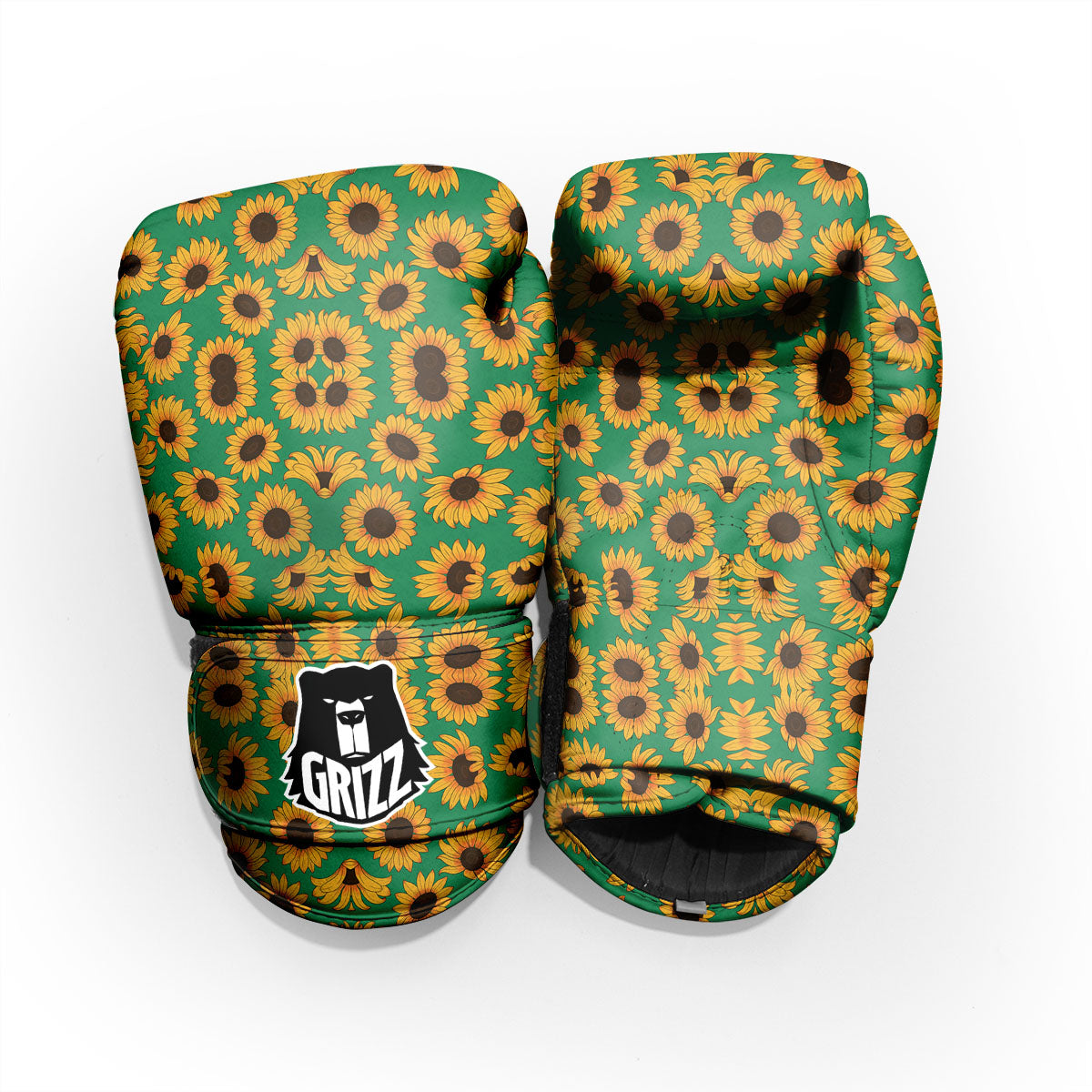 Sunflower Green Print Pattern Pro Boxing Glove